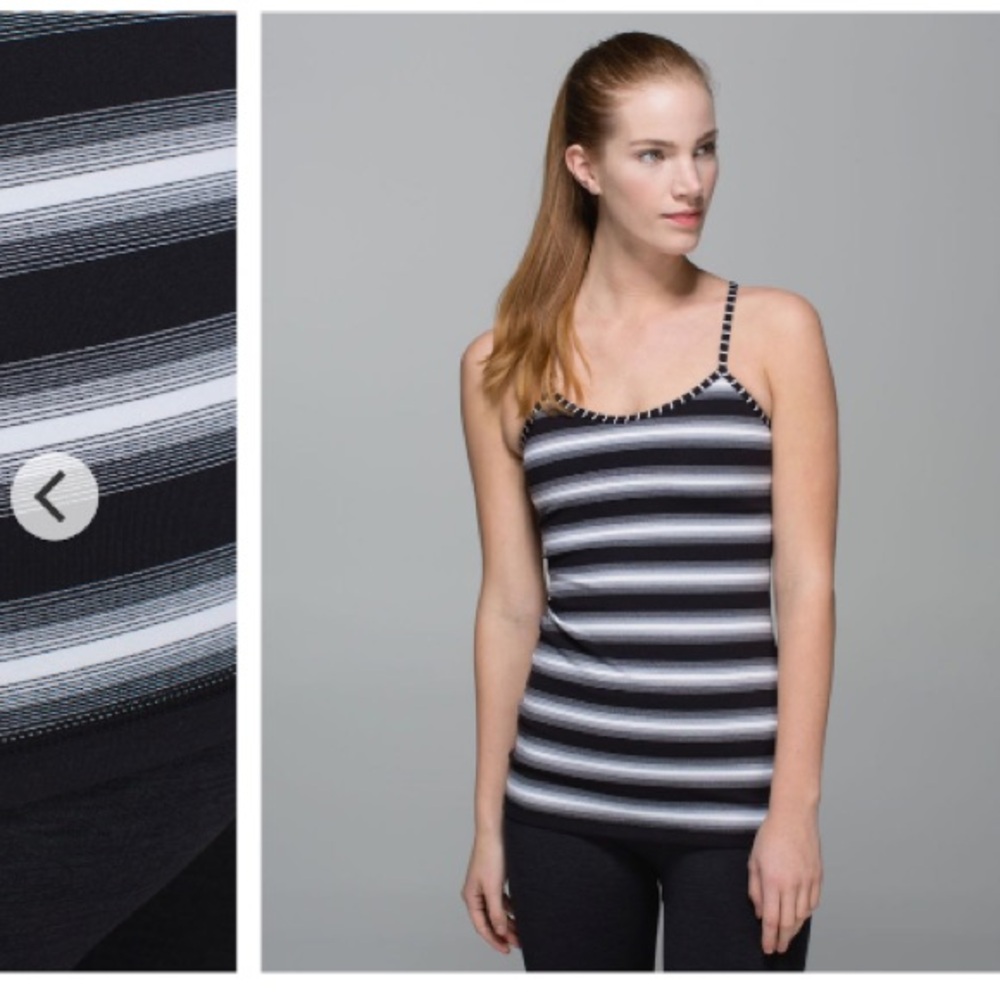 Lululemon athletica Women’s Power Y Work Out Tank Capilano Stripe Black White